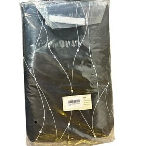 Deconovo Short Curtains 52 x 45 Inch 2 Panels Black W/ Silver Foil Print New NIP